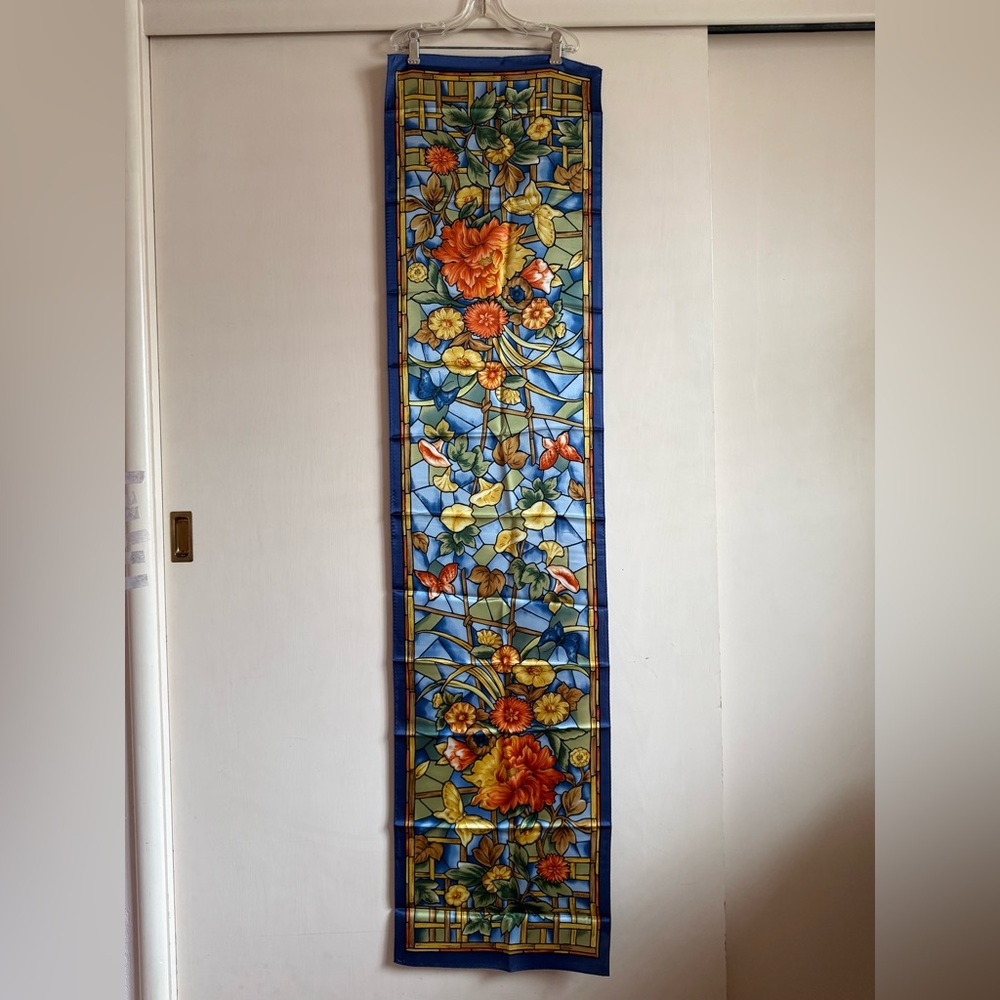 Morning Glories Silk Scarf Foulard Museum of Fine Arts Boston NIB NWOT Vintage